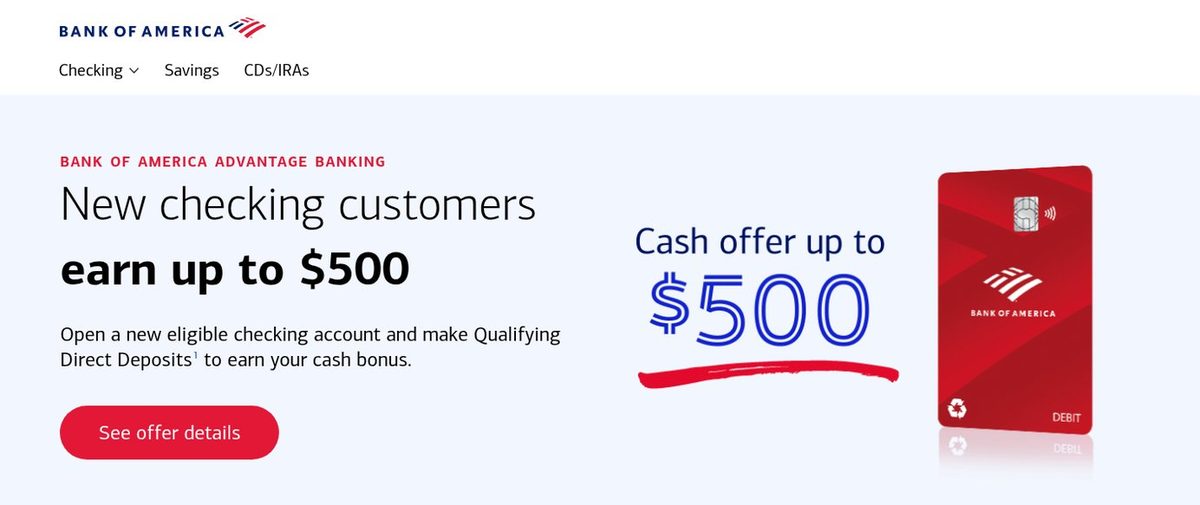 Bank of America's offer page