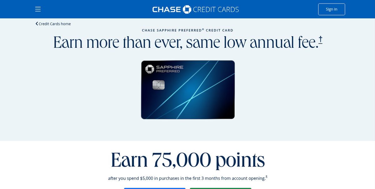 Chase's offer page