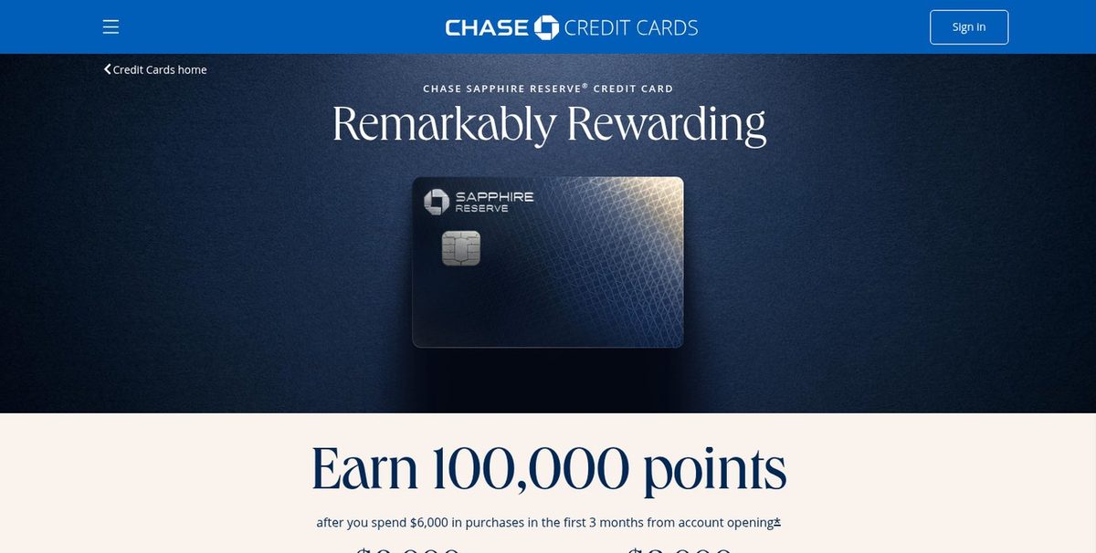 Chase's offer page